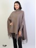 Cashmere Feeling Turtleneck Poncho W/ Comfy Sleeves